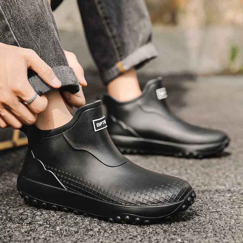 Fashion Rain Boots Women Men Short Ankle Waterproof Slip On Water Shoes Students Couple Outdoor Garden Fishing Garden Work Boot