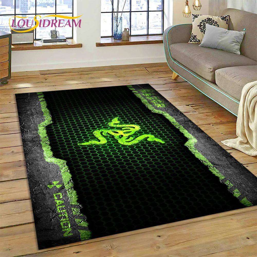 Razer Logo Game Snake Cartoon Customized Rug Carpet for Living Room Bedroom Decor,Non-slip Decoration for Sofa Doormat Gift Kid