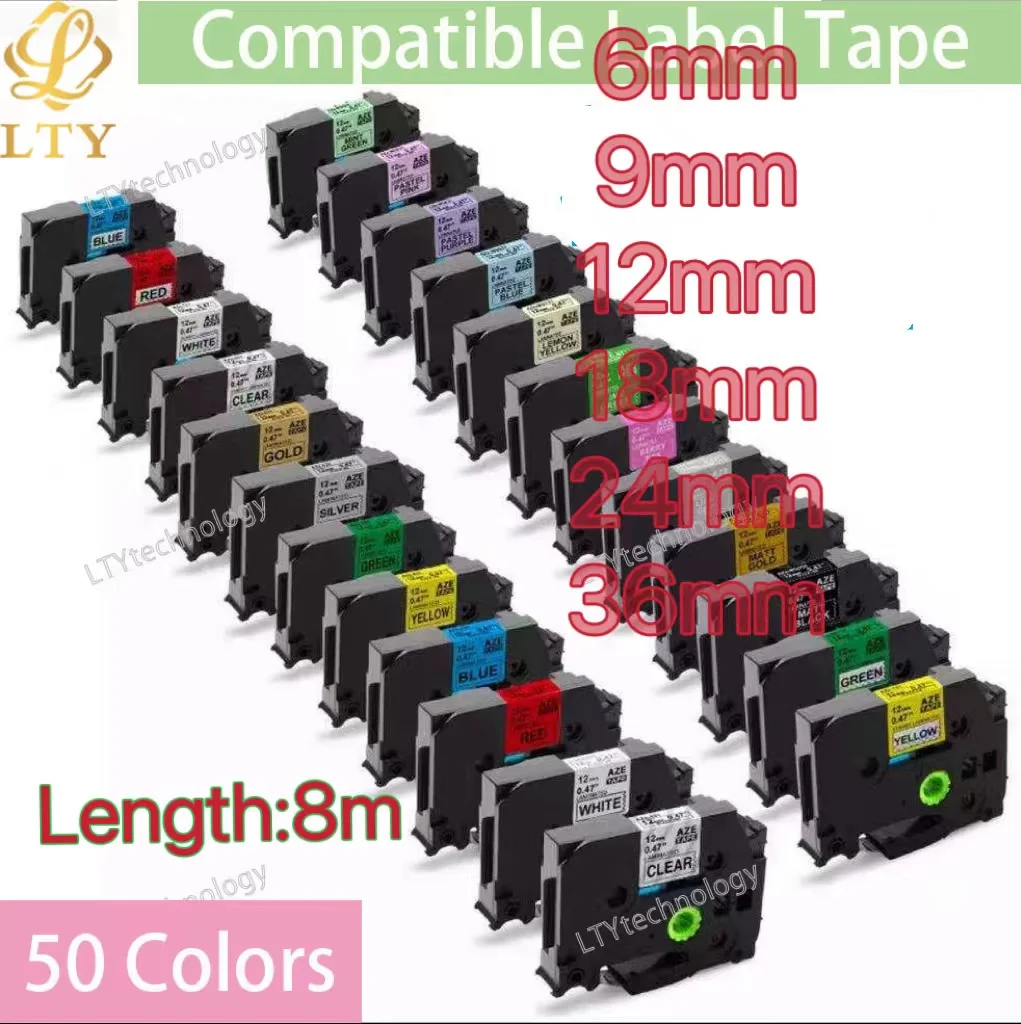 label tape Compatible for Label Maker Laminated Tape 12mm Black on White for labeler 231 241 251 631 641