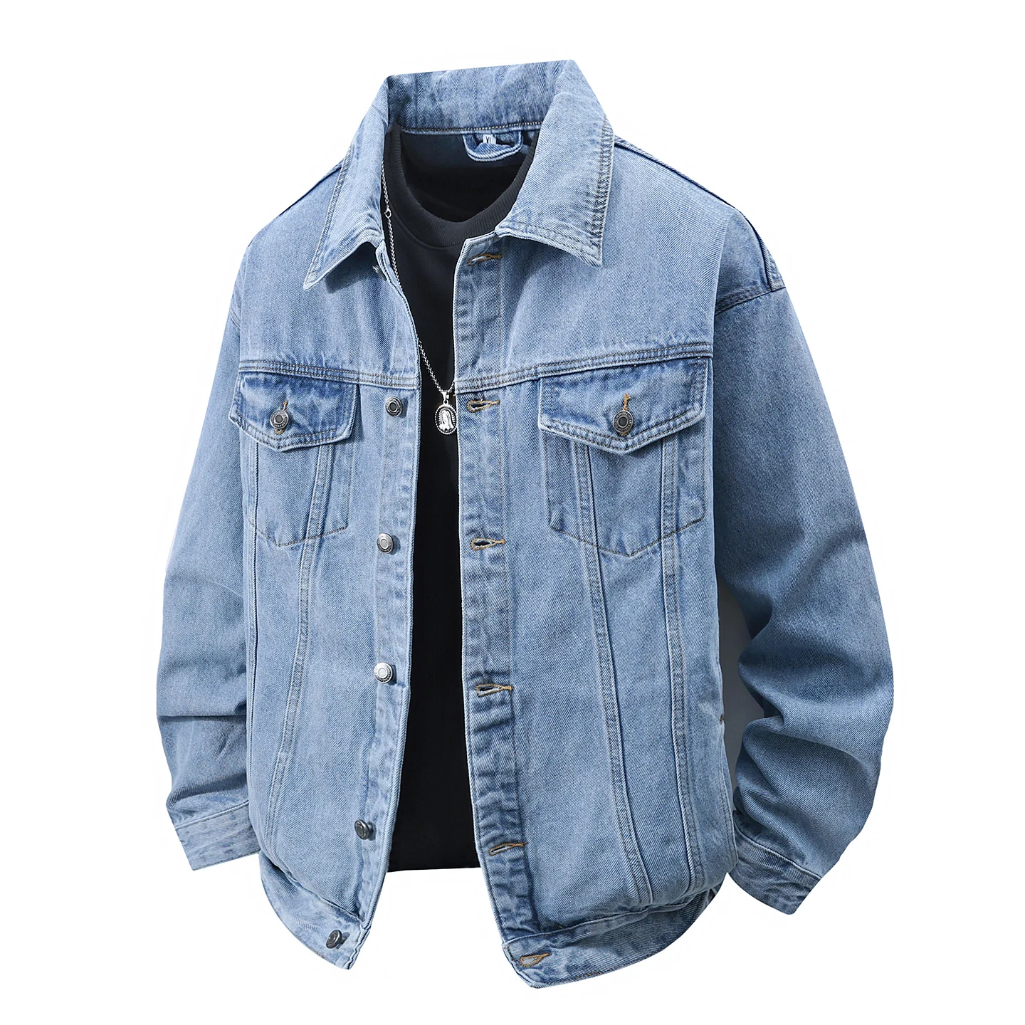 

Men's denim jacket for spring and autumn Casual Denim Coat 2026 Mens Big Size Outerwear Suitable for daily casual wear male