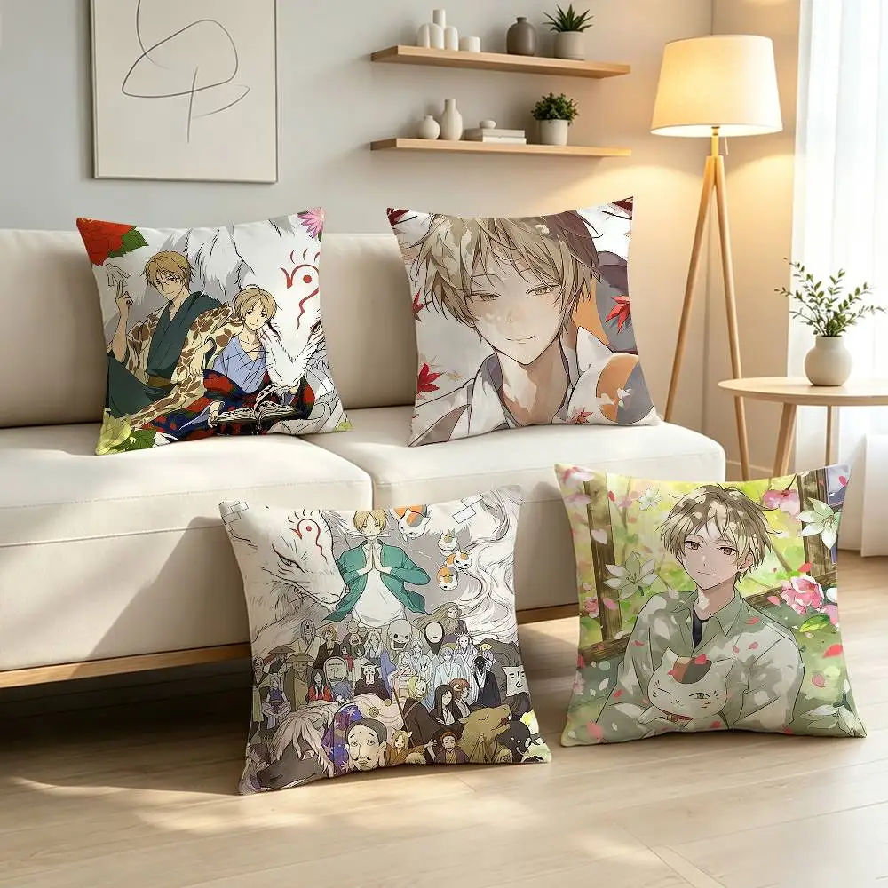 Natsume Book of Friends Natsume Takashi Pillow Case Pattern Printed Pillowcase For Living Room Sofa Cushion Cover