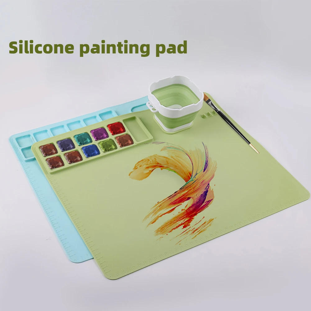 Rectangular Silicone Painting Mat Flexible DIY Craft Mat Watercoloring Art Drawing Pad School Stationery Supplies Christmas Gift