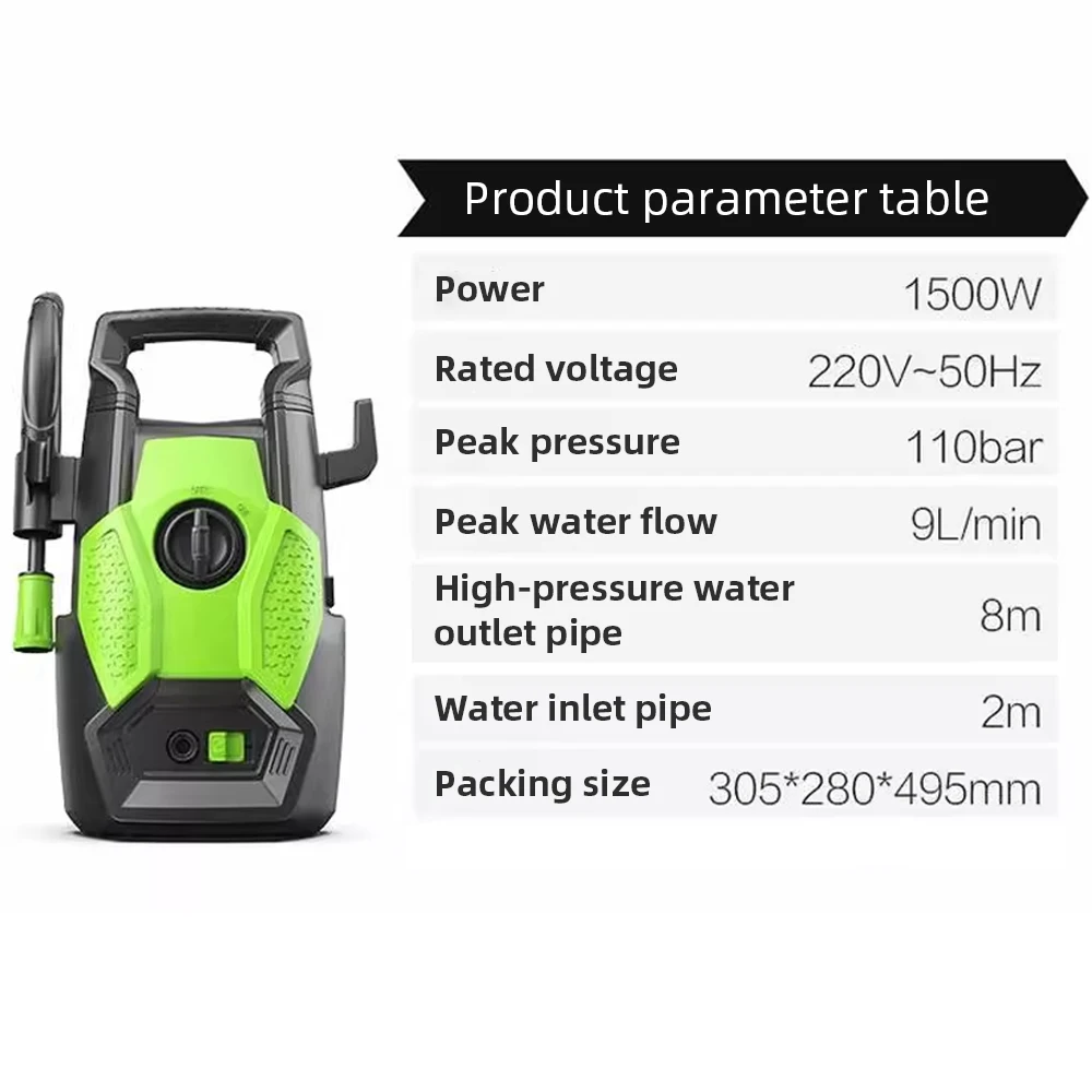 1700W Electric Pressure Washer, 220V Portable Automatic, High Pressure Pump Spray, Gun For Car Washing