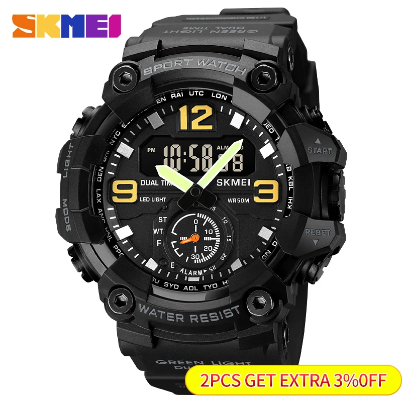 SKMEI Japan Digital movement LED Light Sport Watch Mens Military Date Countdown Clock 5Bar Waterproof Wristwatches reloj hombre