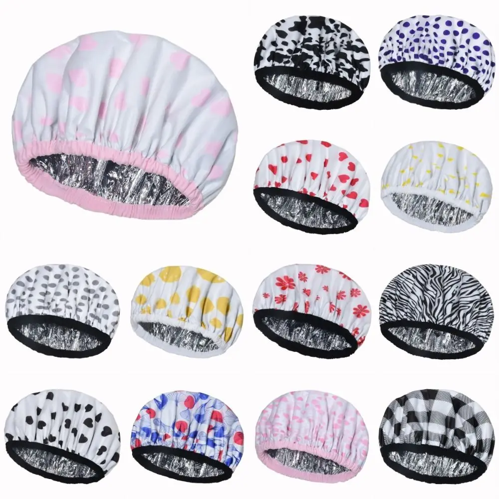 

Thickened Self-heating Tin Foil Hat Shower Cap Bathing Cap Steam Hair Mask Cap Thermostatic Portable Smooth Hair Oil Baking Cap