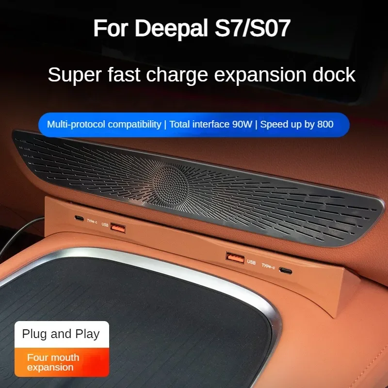 For Deepal S7/S07 Car Fast Charger USB Shunt Hub Splitter With Cigarette Light To Type C USB Phone Charge 90W