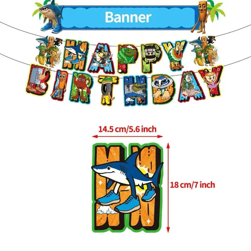 Italiaanse Brainrot Tung Gelukkige Verjaardag Banner Leuke Anime Party Banner Hangende Garland voor Kinderen Baby Douche Verjaardag Decoraties
