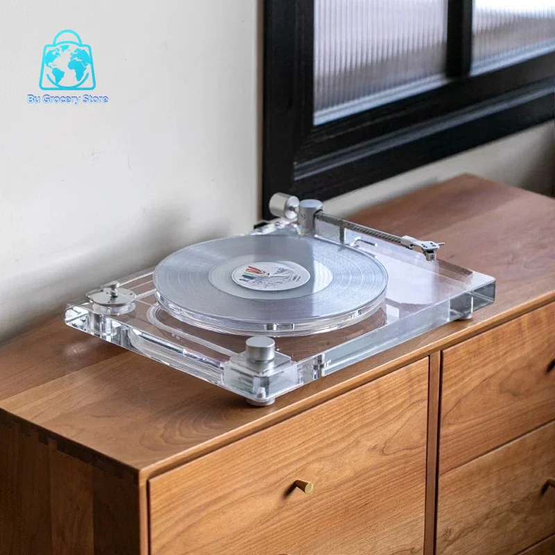 New Arrival Acrylic clear Body at Moving Cartridge Adjustable Pressure Tonearm Support BT/RCA/optic Access