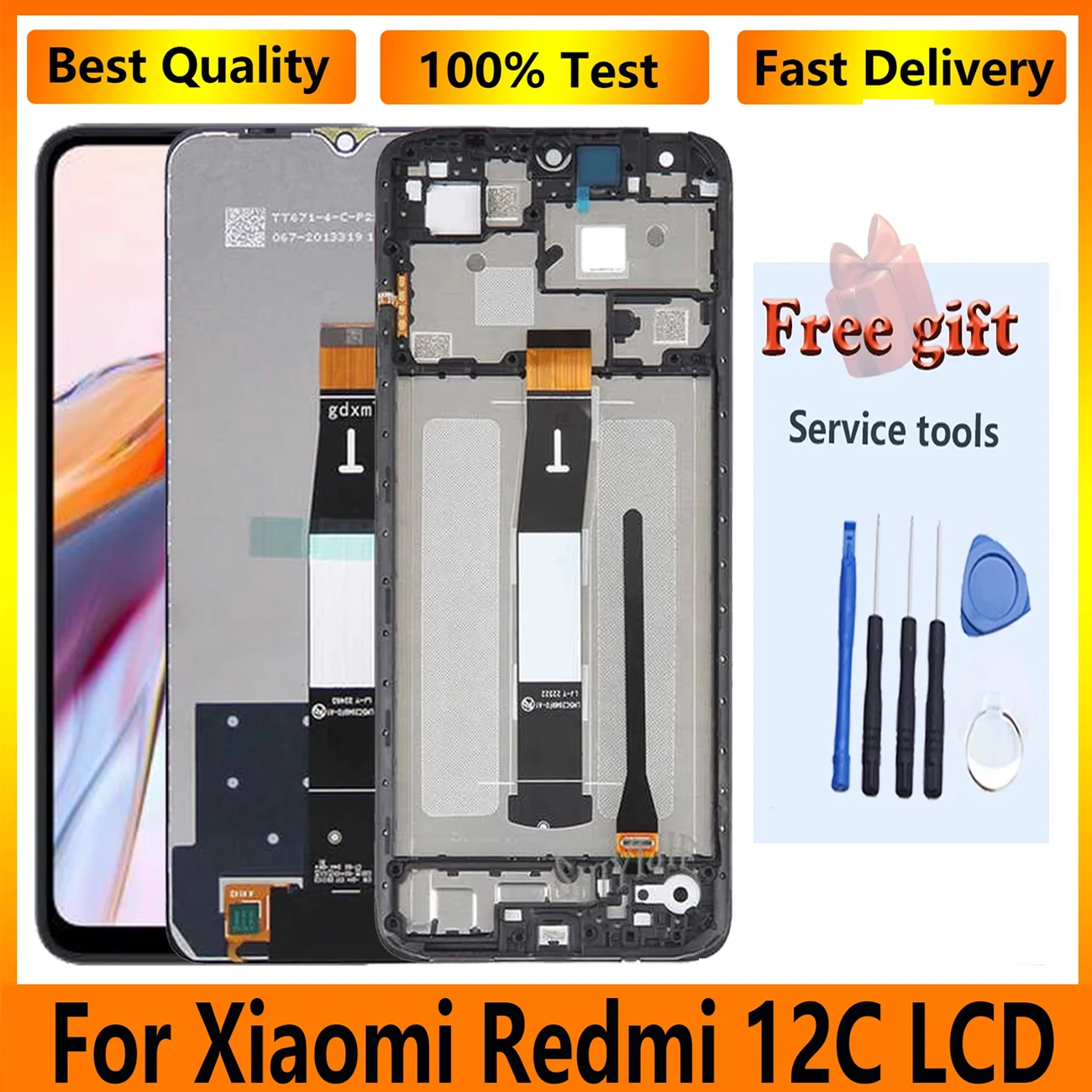 Pantalla For Xiaomi Redmi 12c Full With Frame Touch Screen Repair Parts Digitizer Assembly 22120RN86G LCD Display Replacement