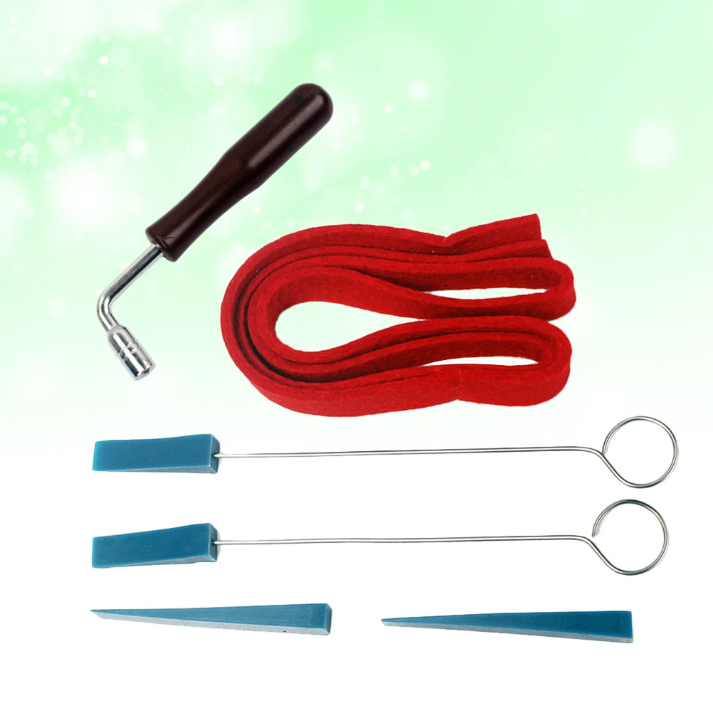 

6 Pcs Piano Tuning Hammer Tools Rubber Mutes Wooden Handle Multi Function Kit for Students Beginners Players Piano Parts Lever