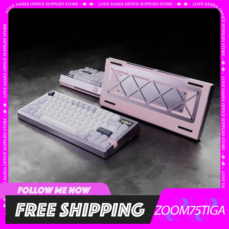 Wuquestudio ZOOM75TIGA Keyboards 3modes Wireless Bluetooth Aluminum Alloy Cnc Keyboards Customized With Screen Game Office