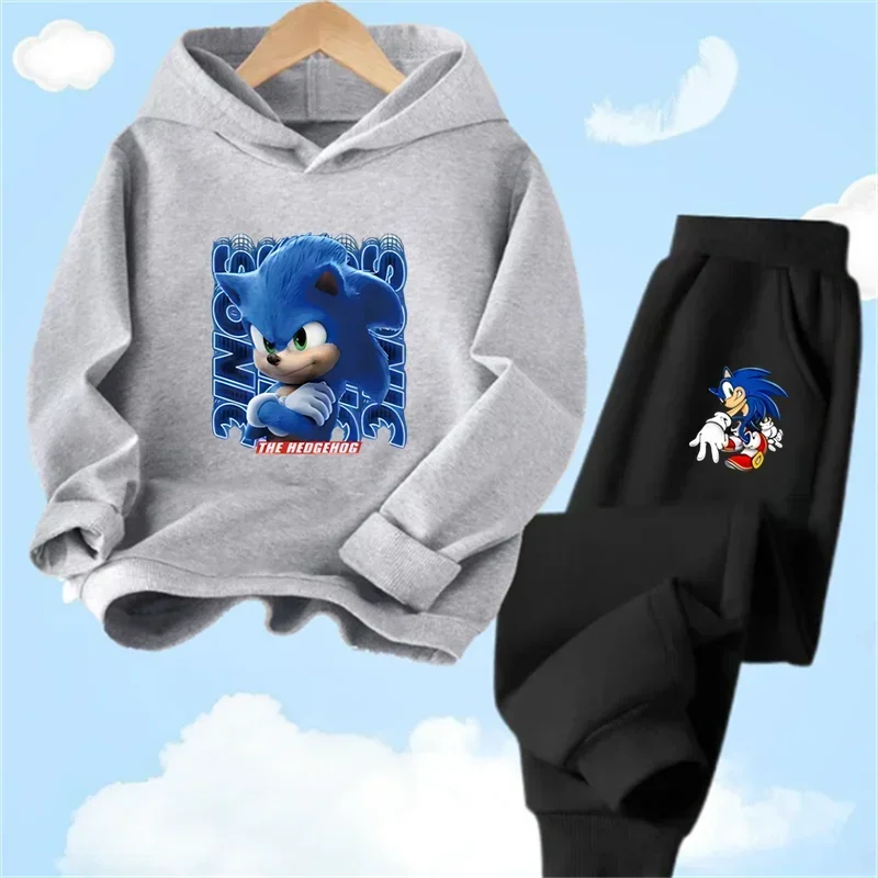 Ensemble de sweat à capuche Sonic pour enfants, vêtements pour bébés, sweat-shirt pour enfants, mère, garçon, fille, 2-12 ans, printemps, 2024