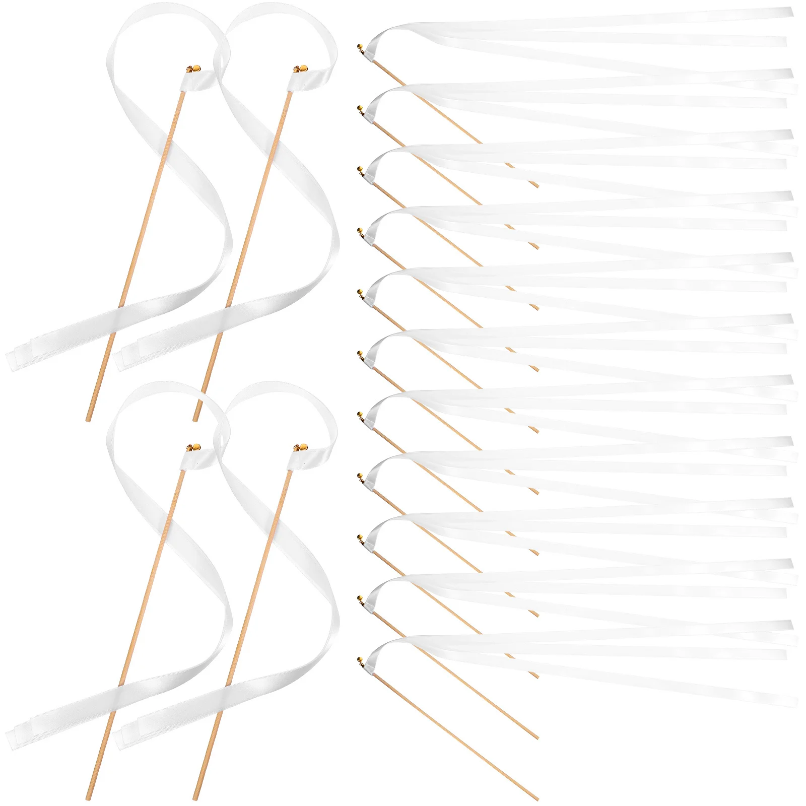 

30Pcs Wedding Ribbon Sticks Fairy Wands Streamers Bell Design Perfect for Parties Bridal Showers Anniversary Celebrations