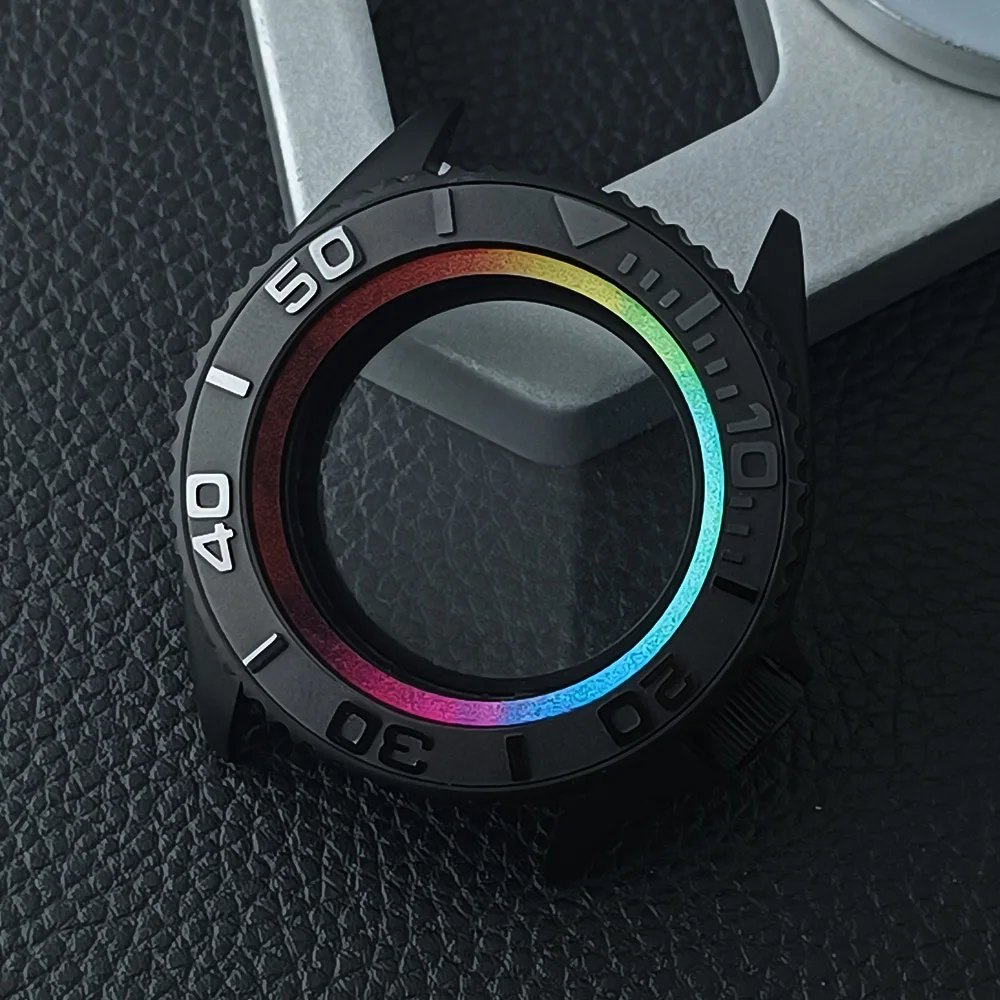 42mm frosted black silver sapphire glass case, suitable for NH35 NH36 movement, 28.5mm dial accessories, 22mm frosted strap