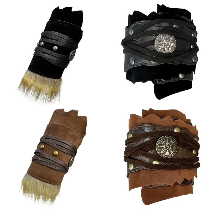 Armbands históricos 49MC Roleplay Brazo Gauntlets Protector brazo vintage con guardia brazo brújula para evento