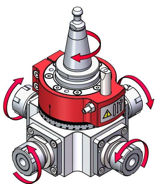 Las cabezales de ángulo ajustables ISO30 de alta velocidad aumentan a instalar con ER25 o hoja de sierra para husillo ATC para carpintería