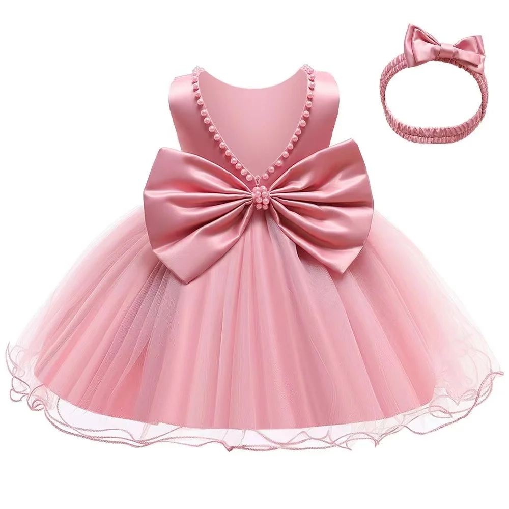 Robe de soirée de Noël pour bébés filles, robe de princesse de baptême pour tout-petits, nœud papillon, fleur de mariage, fête d'anniversaire, nouvel an