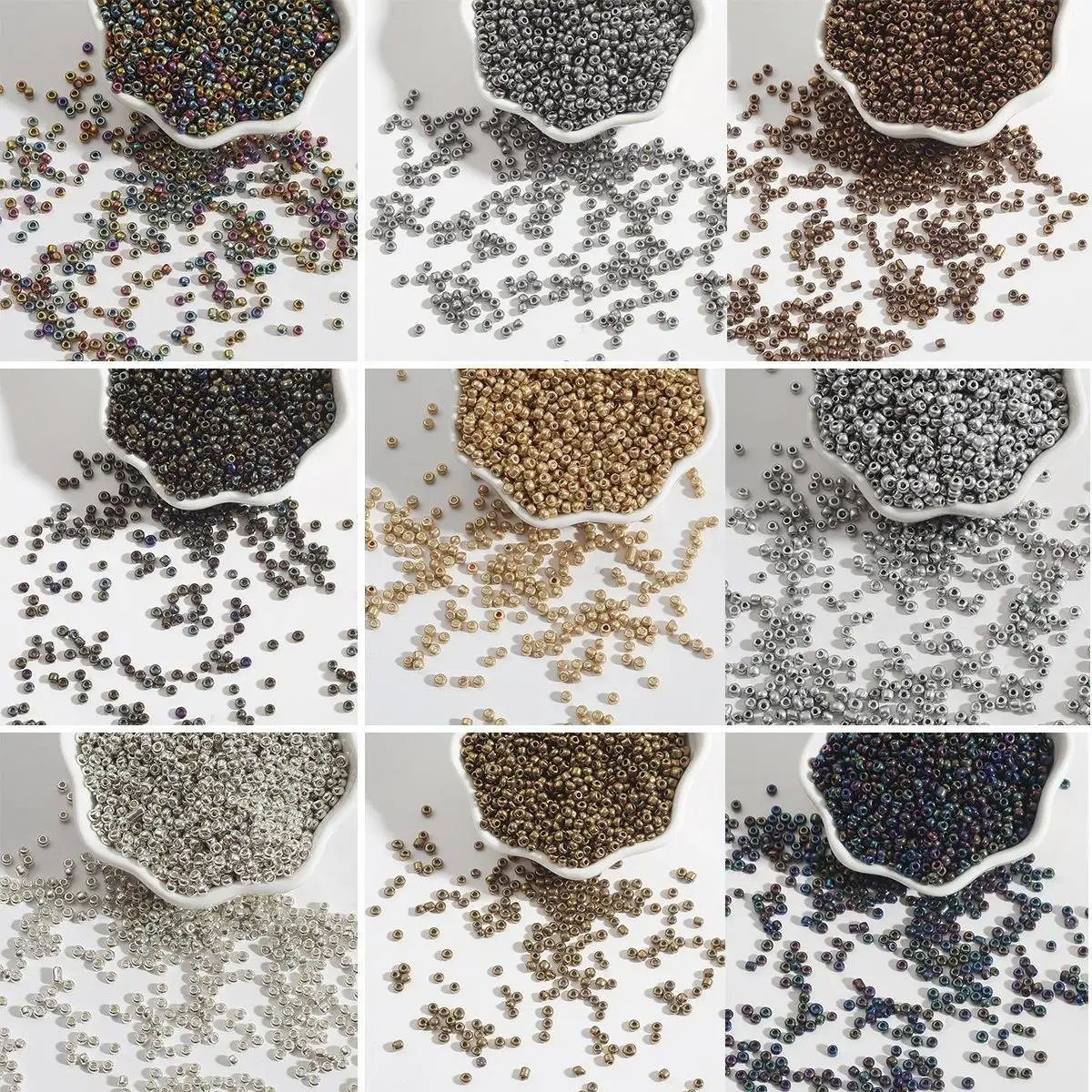 150-1000Pcs 2-3mm Metal Color Glass Seed Beads For Women Jewelry Making Round Metallic DIY Bracelet Earrings Supplies Accessory