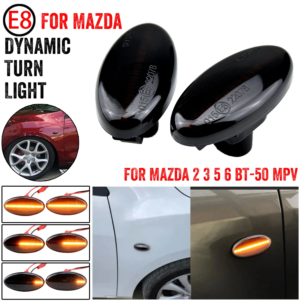 Luz Led de intermitente dinámica, marcador lateral, repetidor, lámpara secuencial, indicador intermitente para Mazda 2 3 5 6 BT-50 MPV DY BK DE GG GY
