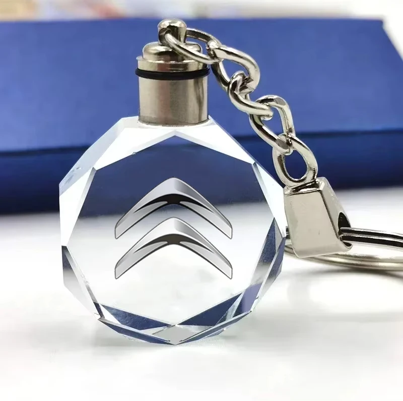 Citroen LED Crystal Keychain Decoration Car Logo Key Ring for C4 C3 C5 C1 DS3 DS5 Jumper Berlingo Xsara Auto Accessories - view 2
