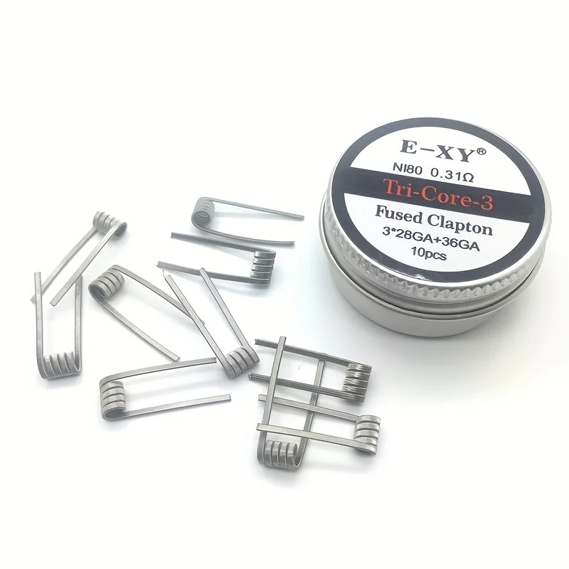 10 unids/caja, bobinas Clapton fundidas de nicromo doble/Tri/cuatro núcleos Ni80 0.45ohm 0.31ohm 0.2ohm bobina prefabricada NI80 resistencias DIY Heati