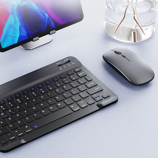 Universal Portable Wireless Mini Bluetooth Keyboard Mouse Combo Compatible Pad  Phone Tablet