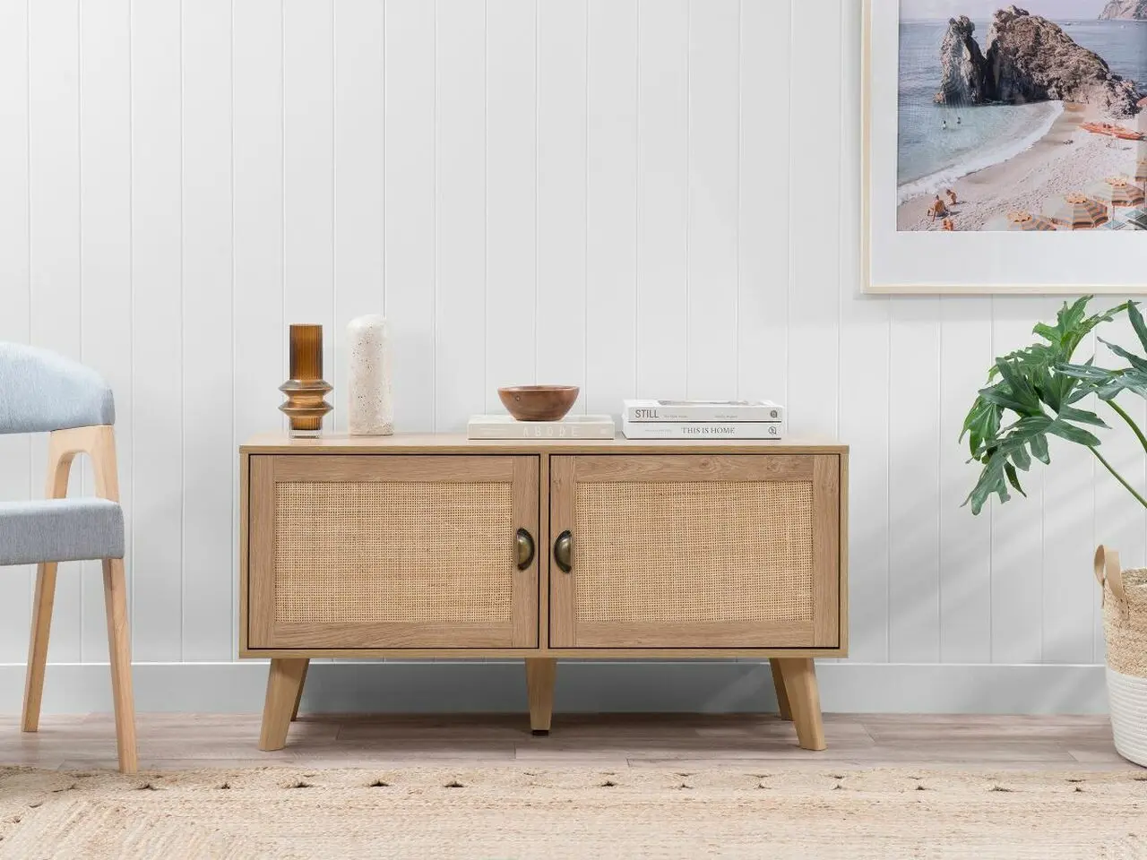xx-Modern Living Room Rattan Console Table Wood Table Entryway Table^