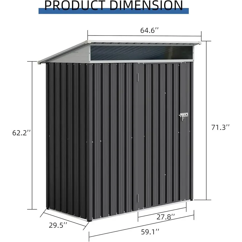 5x3 Outdoor Metal Storage Shed with Window, Lockable Doors, Weather-Resistant for Patio, Lawn, and Garden Tools