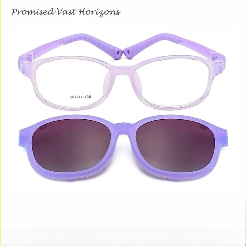 Wholesale Retail Children's Detachable Clip on Eyeglasses Frames Polarized Sunglasses Removable Kids Silicone Frame with Sling