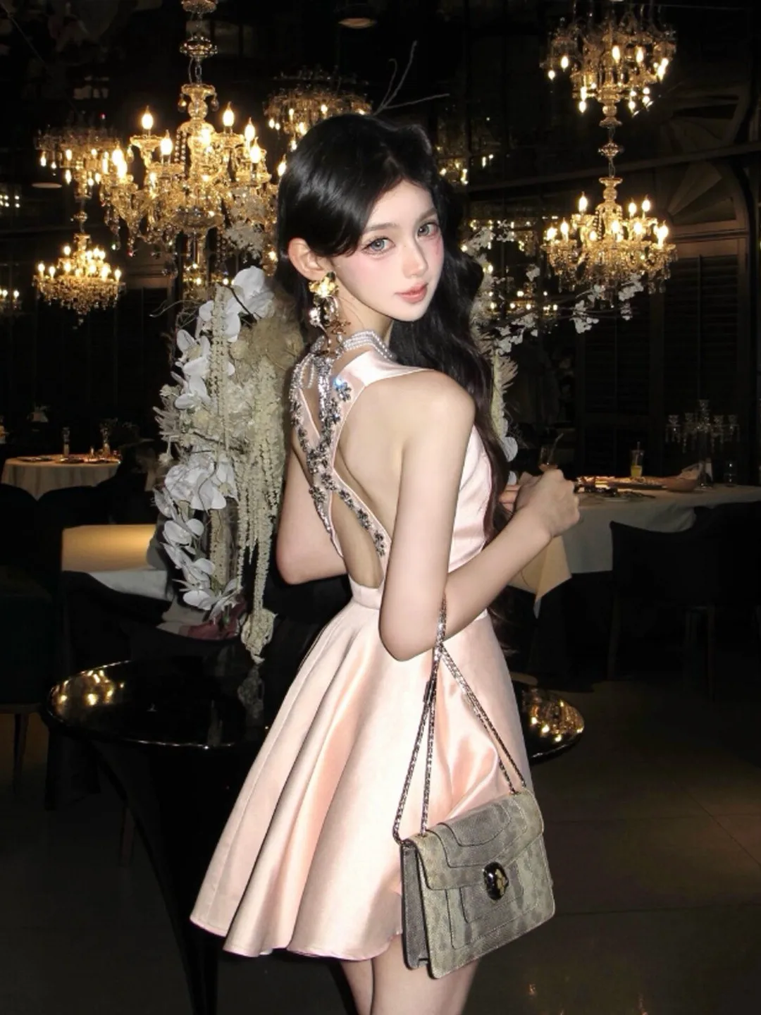 

Gentle Wind High Waist Puffy Strapless Short Skirt Dress Backless Summer Fashion Women's Clothing Polyester Fiber Midi Dress