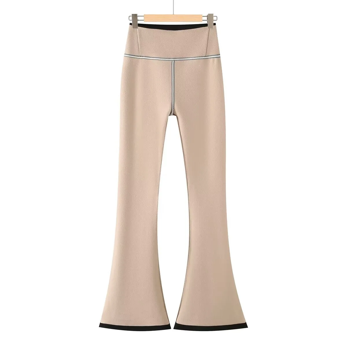 شتاء دافئ أسود متوهج السراويل النساء لينة الدافئة عالية الخصر الورك رفع ضيق جرس قيعان السراويل سميكة بنطال رهيف السراويل الطويلة