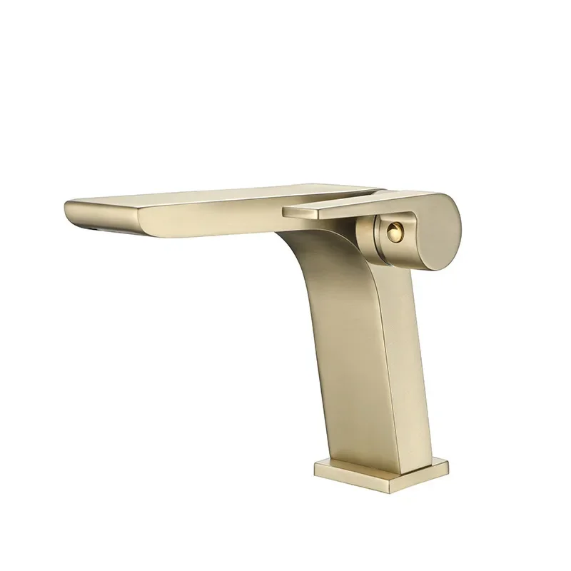 Gun grey piano surface basin faucet side opening creative bathroom cold and hot full copper washbasin cabinet waterfall faucet