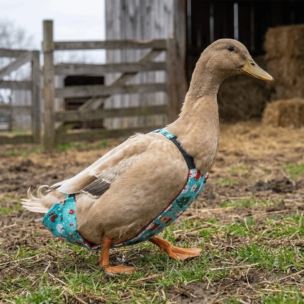 Adjustable Cartoon Pattern Duck Diaper Elastic Band Breathable Christmas Pet Diaper Bow Knot Washable Goose Diaper Farm Pet