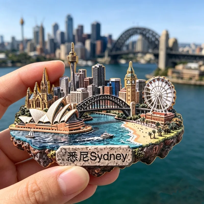 Sydney Metal Souvenir Fridge Magnet Iconic City Landmark Opera House 3D Relief Cultural Creative Collectible Gift for Travelers
