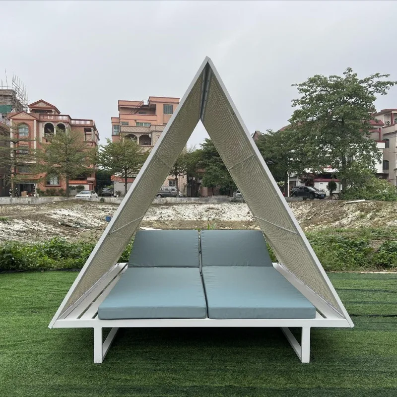

Pyramid Lounger Outdoor Beach Bed Seaside Hot Spring Pool Creative Double Beach Chair Outdoor Lounger