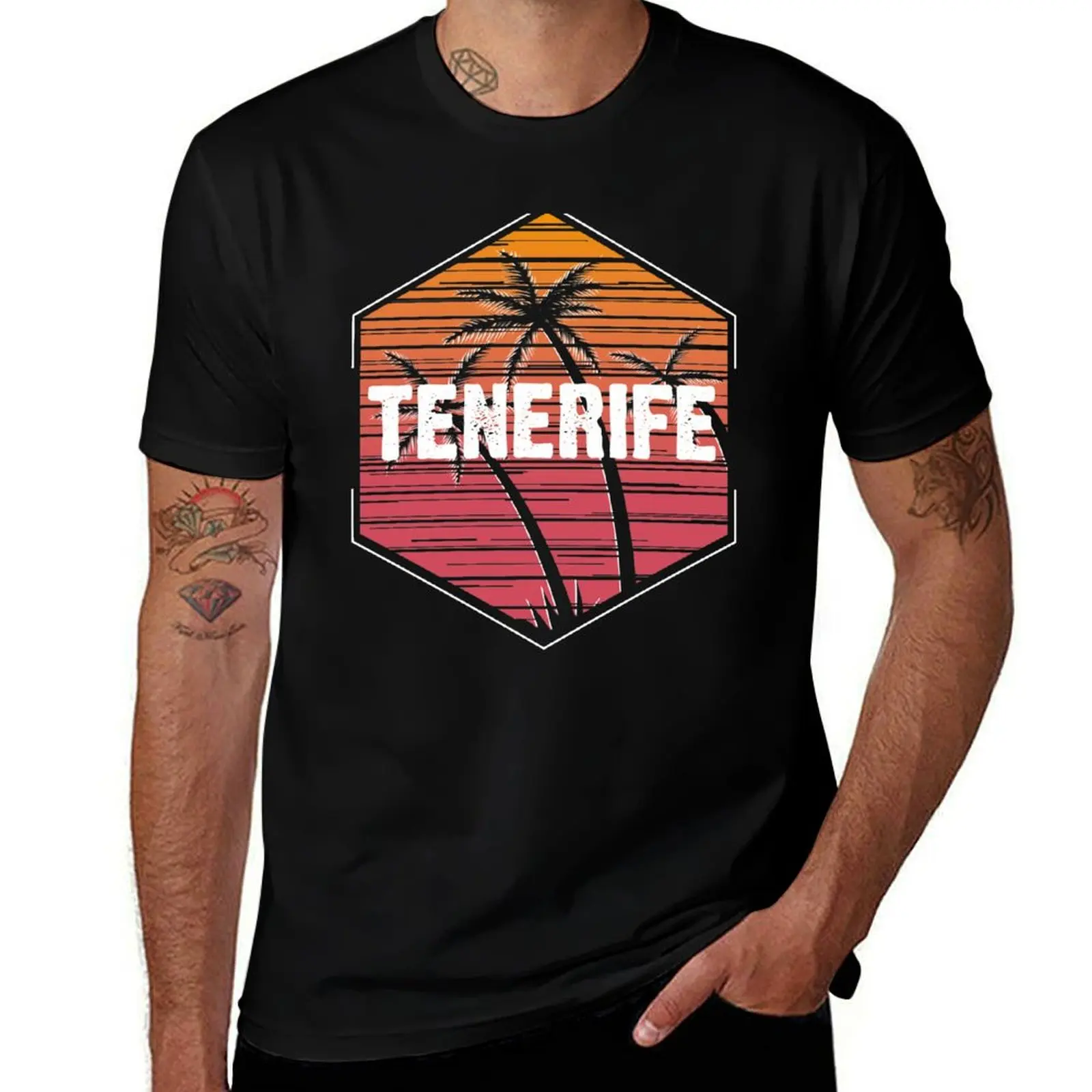 Camiseta de diseño retro de Tenerife, camiseta básica de algodón suave al tacto