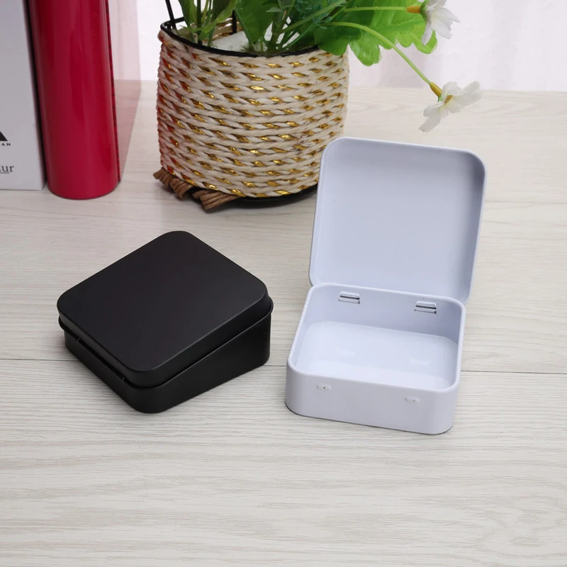 Square Small Tin Box Portable Solid Color Packaging Tins Container Coin Jewelry Box Mini Tinplate Storage Box Geometric