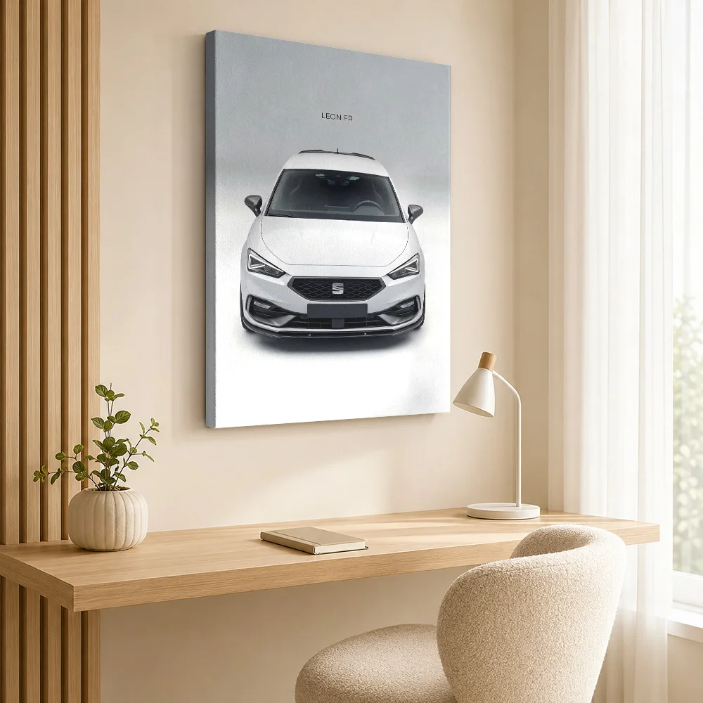 Sleek White Sports leon fr Front View Canvas Painting Poster Customized Modern Aesthetic Canvas Wall Art for Dining Room Decor