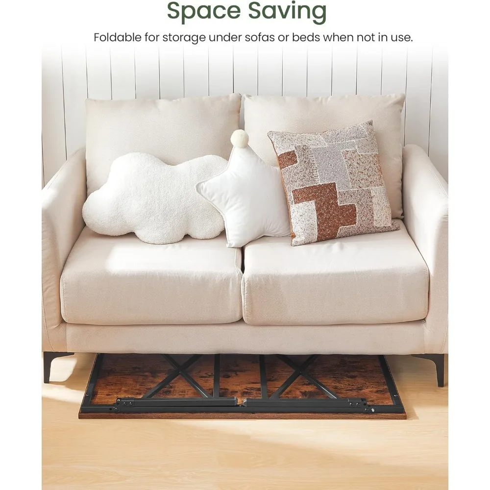 طاولة قهوة قابلة للطي مقاس 41.3 بوصة مع قفل أمان، مكتب أرضي محمول لغرفة المعيشة وغرفة النوم #4