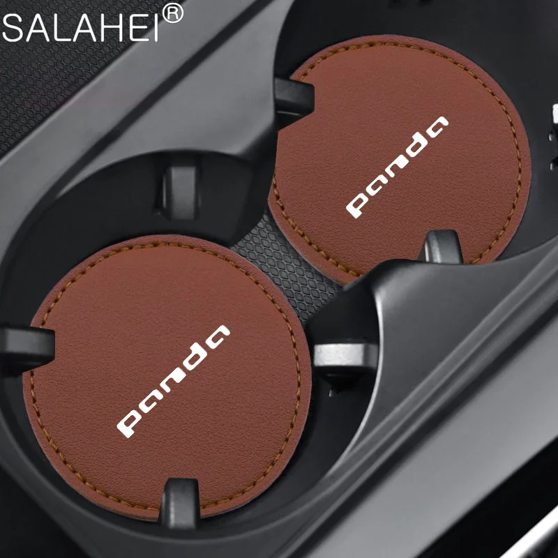 2Pcs Car Coasters Water Cup Slots Non-Slip Mats Waterproof Pads Auto Styling Interior Accessories For FIAT Panda 169 4X4