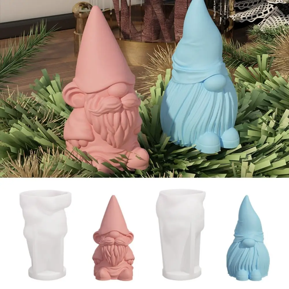 Aromatic Candle Silicone Christmas Candle Mold Dwarf DIY Soap Making Mold Handcraft Reuseable Plaster Mold Festival Decorations