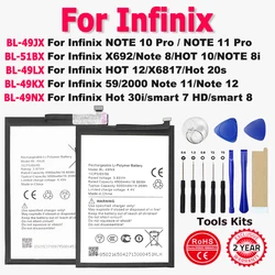 BL-49JX BL-51BX BL-49LX BL-49KX BL-49NX Battery New For Infinix Note Hot 12 X692 X669 8 8i 10 11 20S 59 30i Pro smart 7 8 X6817