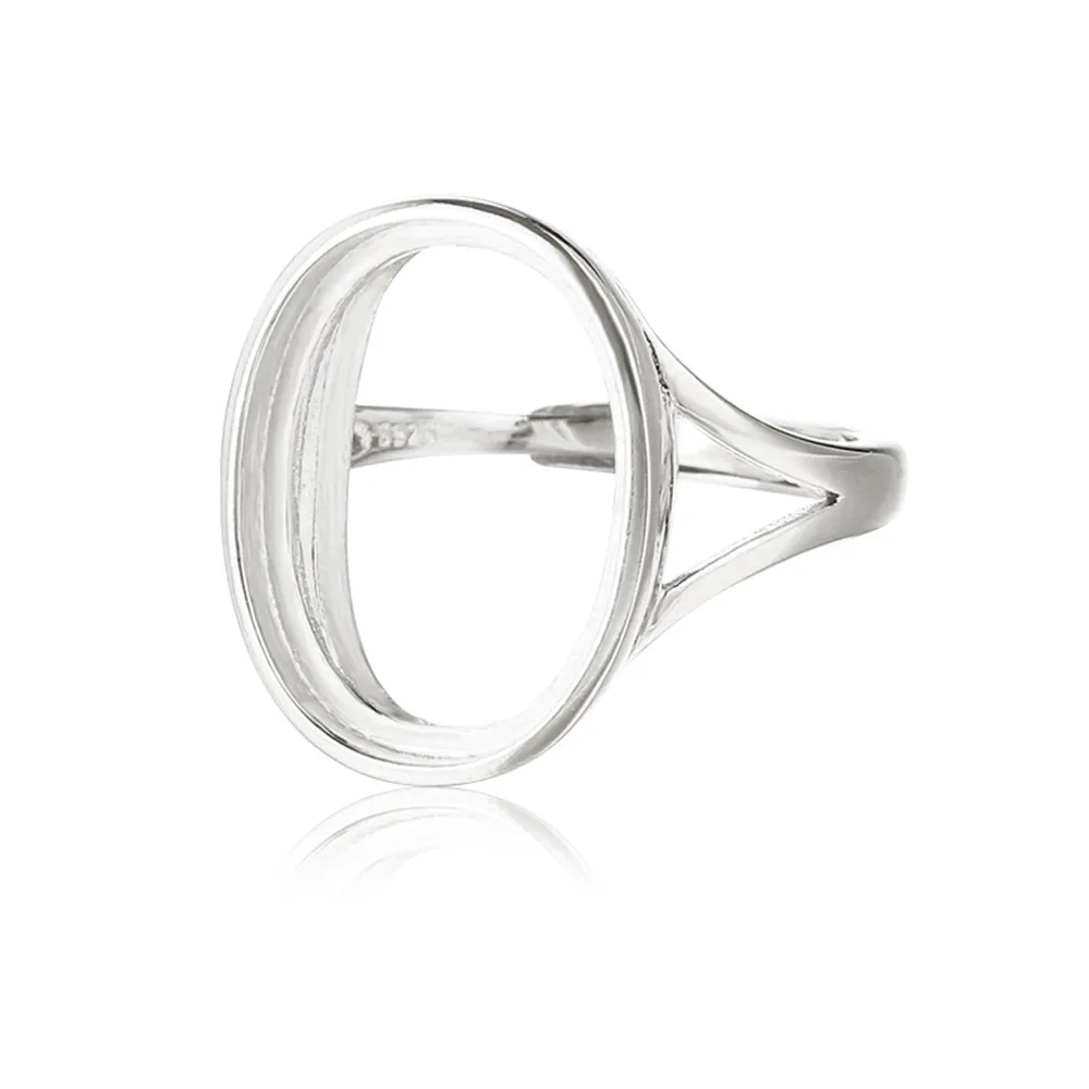 White Gold Plated 925 Silver Adjustable Ring Setting for 8x10mm/9x11mm/10x14mm/12x16mm/13x18mm Oval Cabochon
