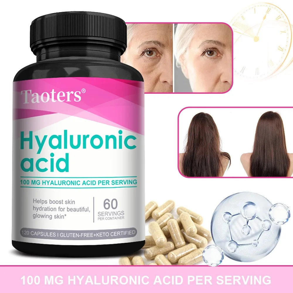 High Absorption Hyaluronic Acid 100mg 120 Capsules, Skin Hydration, Non-GMO, Gluten Free, for Men & Women