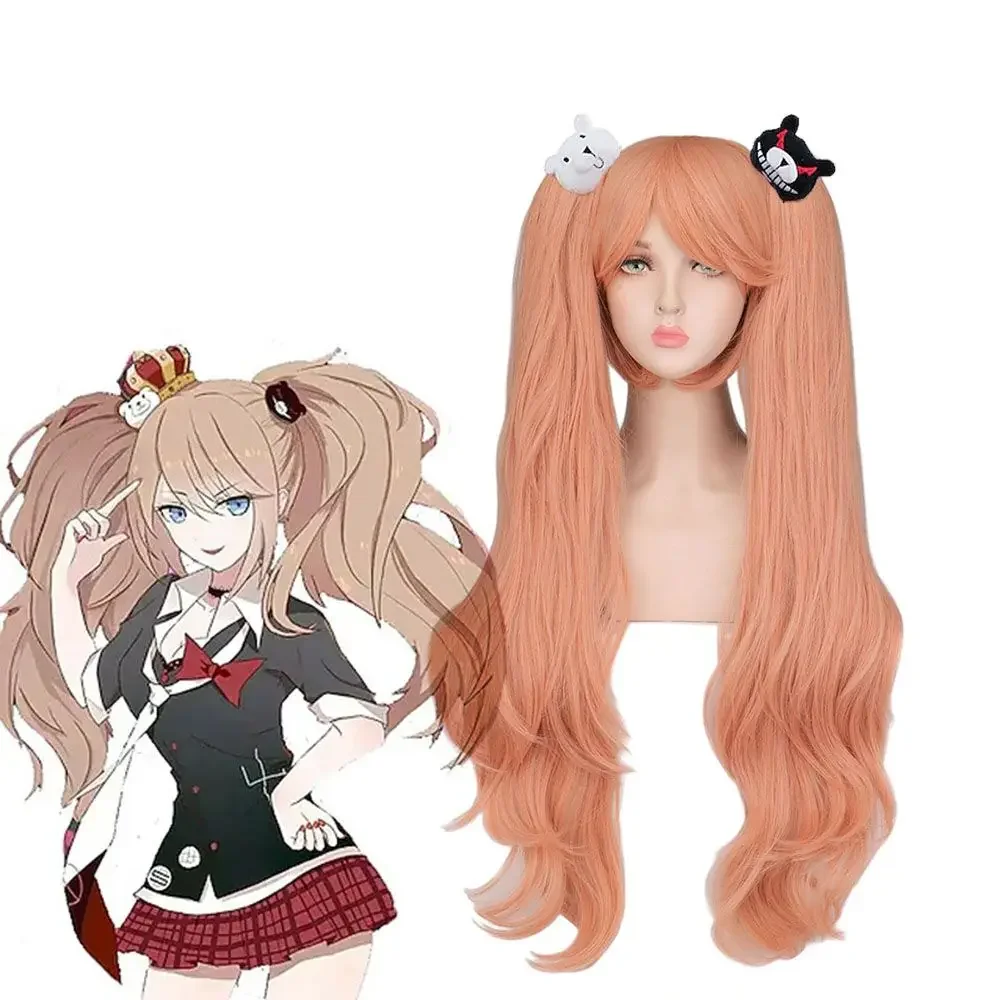 Enoshima Junko Costume Cosplay Synthetic Hair Wigs Halloween Anime Costume Heat Resistant  Light Pink Wig For Girls Halloween Ch
