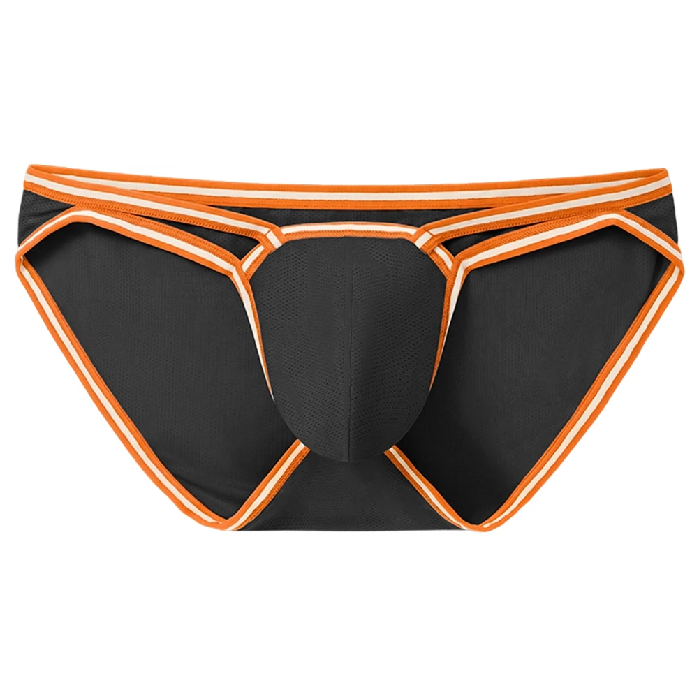 Low Waist Men's Brief Underwear with Color Contrast Panels 90% Polyester 10% Spandex Fabric and Sporty Silhouette
