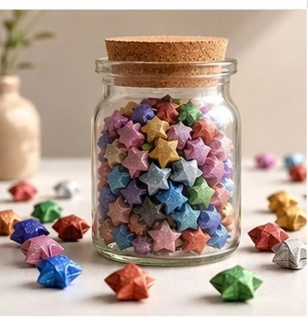 460Pcs Star Paper Strips Colorful Foldable Five Point Star Sheets for DIY Handmade Crafts Encouragement Notes Glass Jar Display
