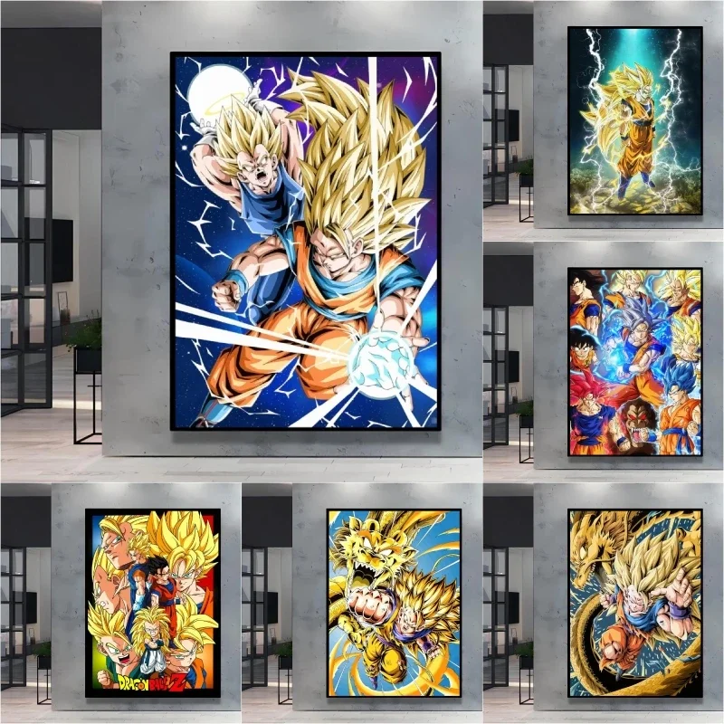 Dragon Ball Goku Anime 5D Full Round Drill Diamond Painting Triple Mosaic Embroidery Art Home Wall Decor DIY Craft