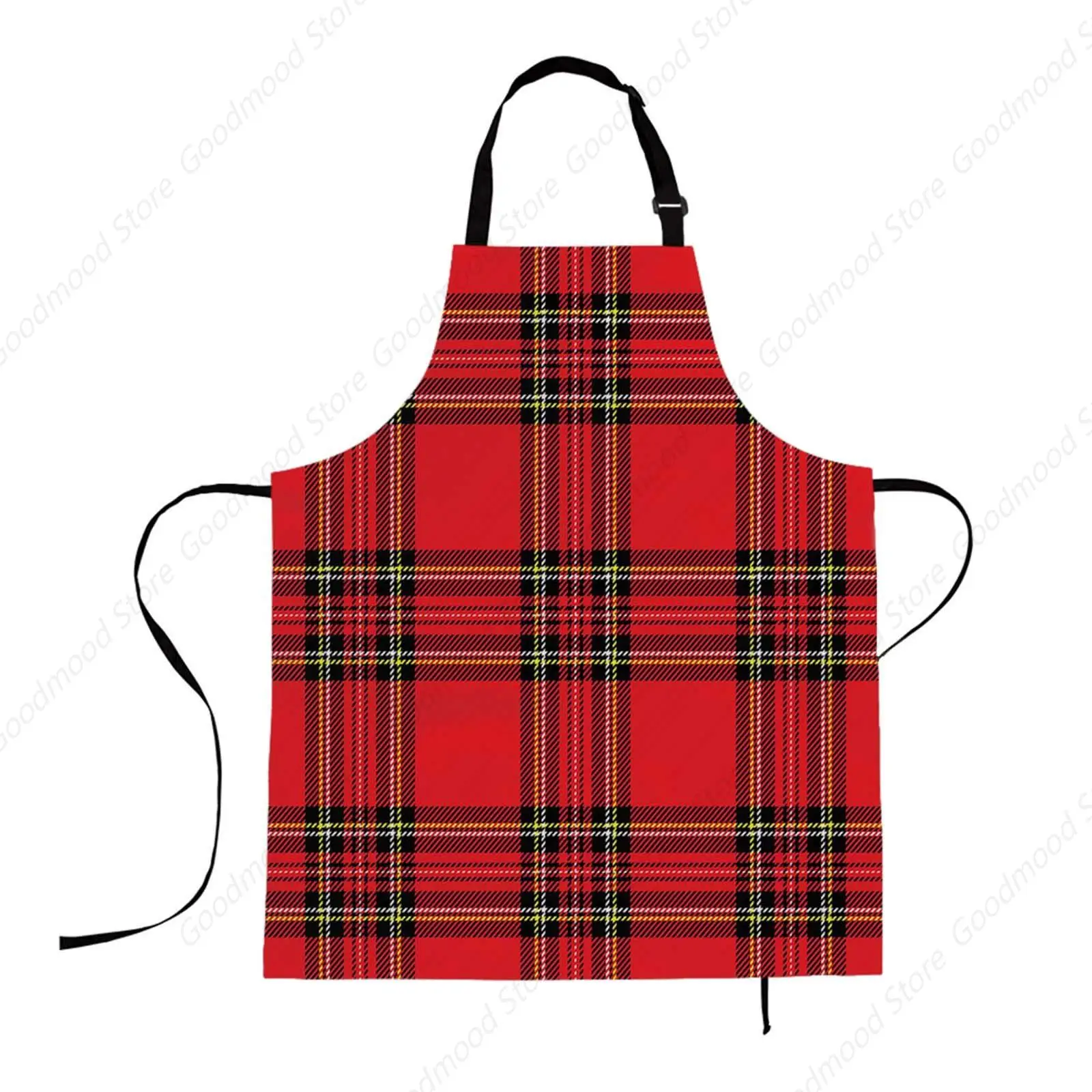 Aprons Red Plaid Apron Traditional Scottish Checkered Tartan Pattern in Classic Colors Kitchen Bib with Adjustable Neck for Cook