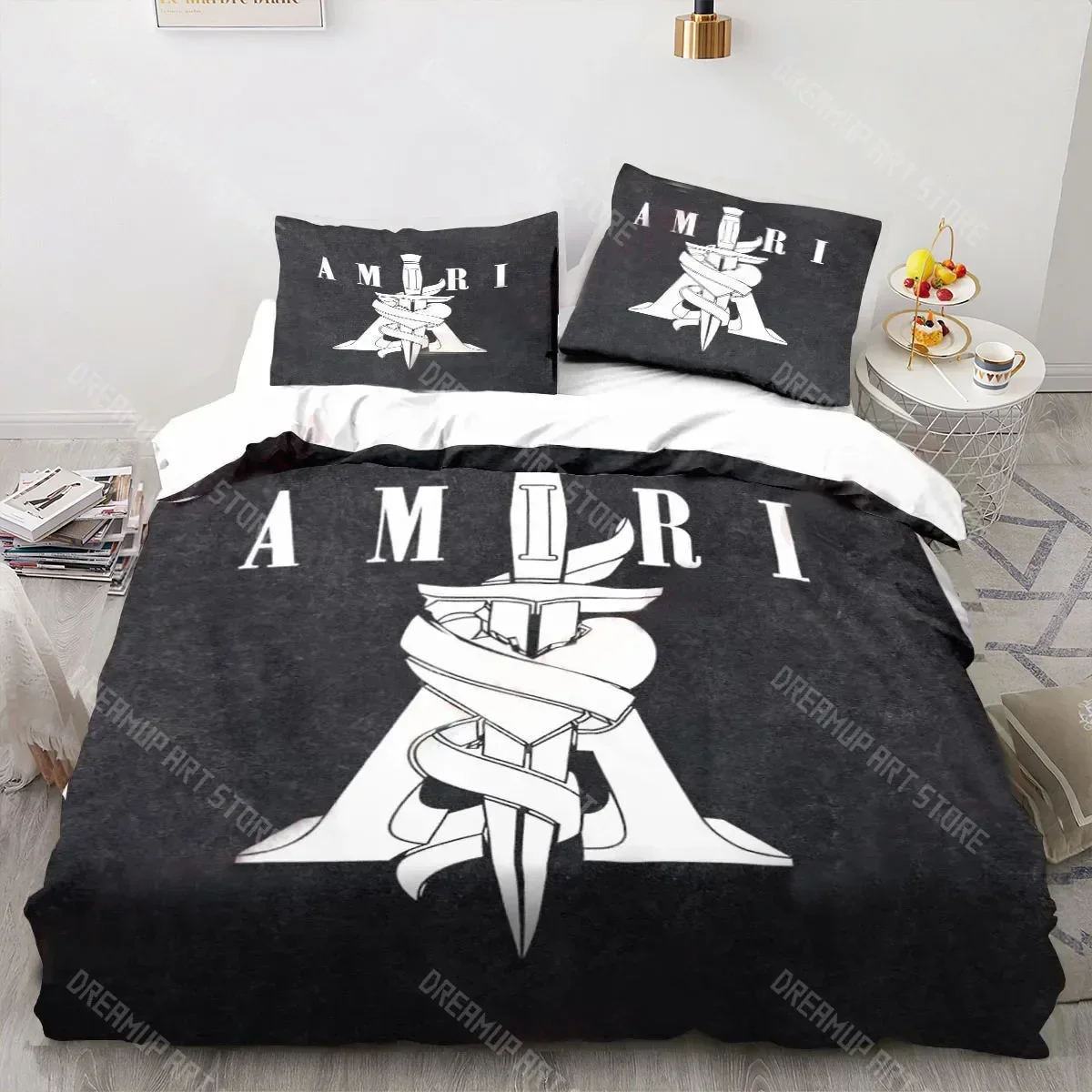 2026 3D Logo A-Amiris Graffiti Pattern Bedding Set Boys Girl Twin Queen King Size Duvet Cover Pillowcase Bed Boys Adult Home Tex